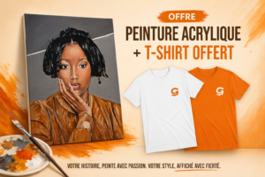 offre portrait sur commande acrylique + t shirt offert