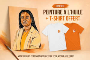 offre portrait sur commande à l'huile + t shirt offert