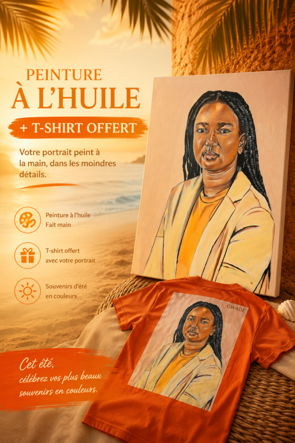 offre portrait sur commande à l'huile + t shirt offert